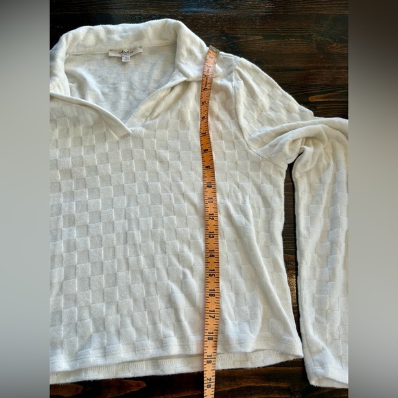 Atelier by Kirious Long Sleeve Cropped Checkered Weave Cream Sweater | Sz XL - Picture 5 of 5